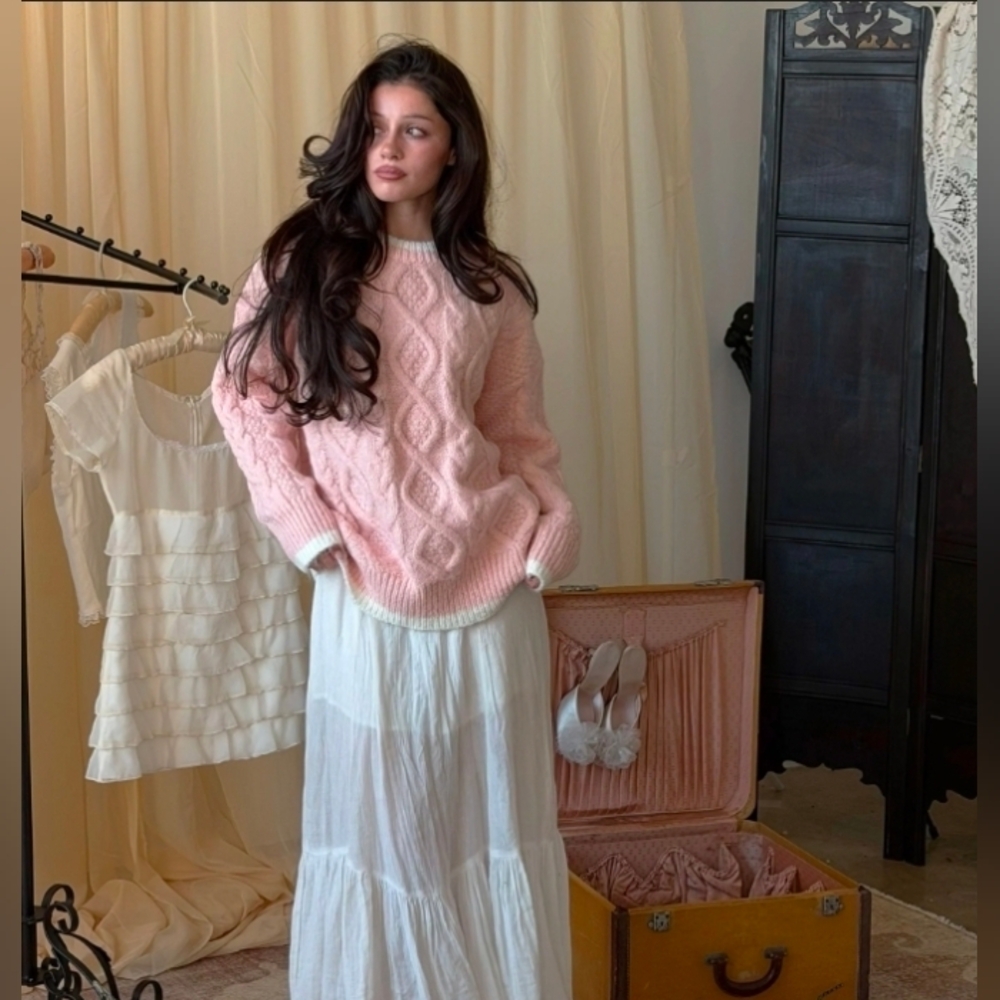 Pink Cable Knit Sweater Crybaby